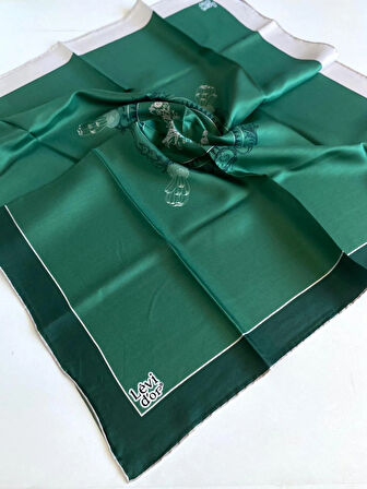 Levidor Tivil Saf İpek Eşarp 48955 Yeşil Karışık Desen