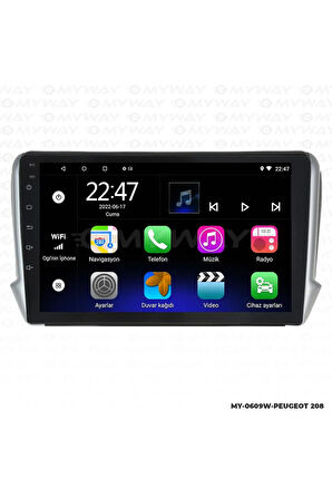 PEUGEOT 208 ANDROİD 12 MULTİMEDYA CARPLAY 2GB RAM+32GB HDD NAVİGASYON EKRAN
