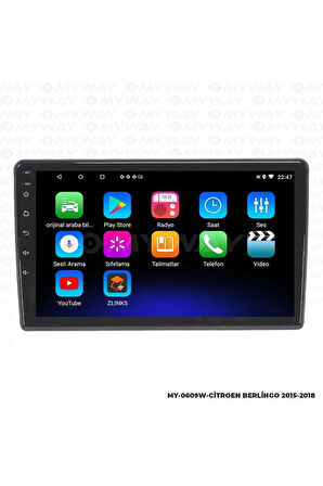 CİTROEN BERLİNGO ANDROİD 12 MULTİMEDYA CARPLAY 2GB RAM+32GB HDD 2015-2018 NAVİGASYON EKRAN