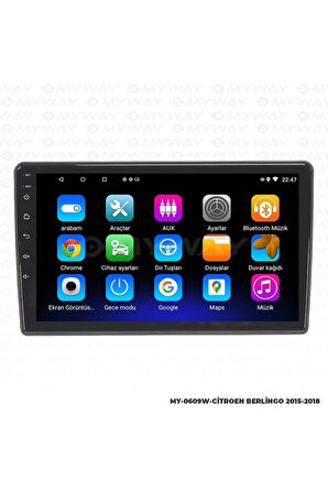 CİTROEN BERLİNGO ANDROİD 12 MULTİMEDYA CARPLAY 2GB RAM+32GB HDD 2015-2018 NAVİGASYON EKRAN