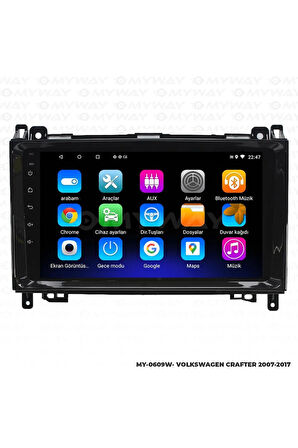 VOLKSWAGEN CRAFTER ANDROİD 12 MULTİMEDYA CARPLAY 2GB RAM+32GB HDD 2007-2017 NAVİGASYON EKRAN