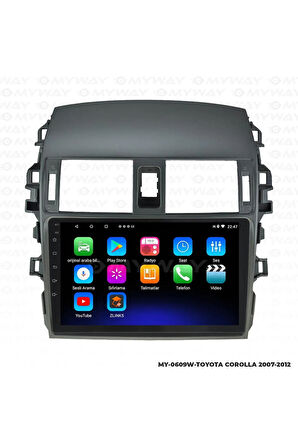 TOYOTA COROLLA ANDROİD 12 MULTİMEDYA CARPLAY 2GB RAM+32GB HDD 2007-2012 NAVİGASYON EKRAN