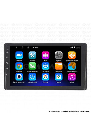 TOYOTA COROLLA ANDROİD 12 MULTİMEDYA CARPLAY 2GB RAM+32GB HDD 2019-2021 NAVİGASYON EKRAN