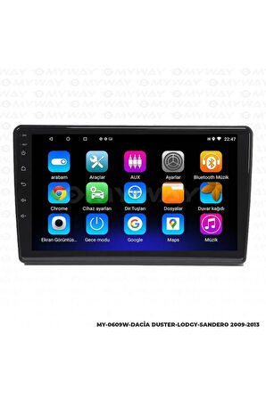 DACİA DUSTER ANDROİD 12 MULTİMEDYA CARPLAY 2GB RAM+32GB HDD 2009-2013 NAVİGASYON EKRAN