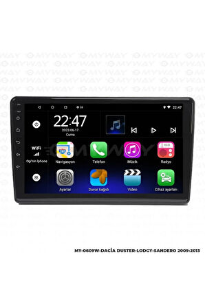 DACİA DUSTER ANDROİD 12 MULTİMEDYA CARPLAY 2GB RAM+32GB HDD 2009-2013 NAVİGASYON EKRAN