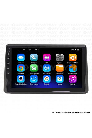 DACİA DUSTER ANDROİD 12 MULTİMEDYA CARPLAY 2GB RAM+32GB HDD 2019-2021 NAVİGASYON EKRAN