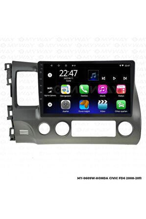HONDA CİVİC FD6 ANDROİD 12 MULTİMEDYA CARPLAY 2GB RAM+32GB HDD NAVİGASYON EKRAN