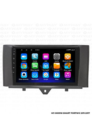 SMART FORTWO ANDROİD 12 MULTİMEDYA CARPLAY 2GB RAM+32GB HDD 2011-2017 NAVİGASYON EKRAN