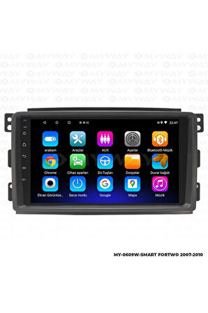 SMART FORTWO ANDROİD 12 MULTİMEDYA CARPLAY 2GB RAM+32GB HDD 2007-2010 NAVİGASYON EKRAN