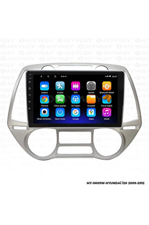 HYUNDAİ İ20 ANDROİD 12 MULTİMEDYA CARPLAY 2GB RAM+32GB HDD 2009-2012 NAVİGASYON EKRAN