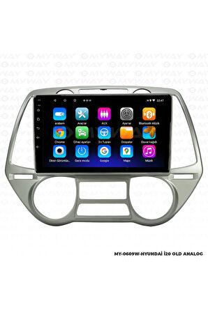 HYUNDAİ İ20 Uyumlu ANDROİD 12 MULTİMEDYA CARPLAY 2GB RAM+32GB HDD ANALOG NAVİGASYON EKRAN