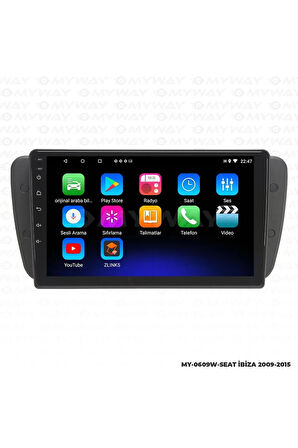 SEAT İBİZA ANDROİD 12 MULTİMEDYA CARPLAY 2GB RAM+32GB HDD 2009-2015 NAVİGASYON EKRAN