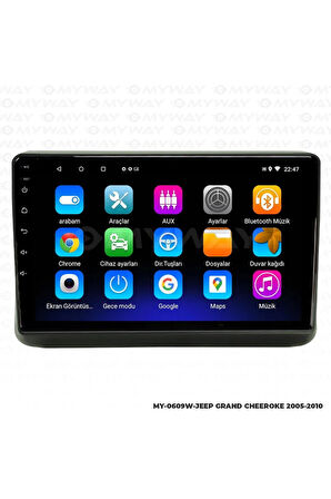 JEEP GRAND CHEROKEE ANDROİD 12 MULTİMEDYA CARPLAY 2GB RAM+32GB HDD 2005-2010 NAVİGASYON EKRAN