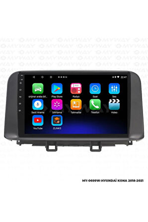 HYUNDAİ KONA ANDROİD 12 MULTİMEDYA CARPLAY 2GB RAM+32GB HDD NAVİGASYON EKRAN