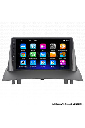 RENAULT MEGANE 2 ANDROİD 12 MULTİMEDYA CARPLAY 2GB RAM+32GB HDD NAVİGASYON EKRAN