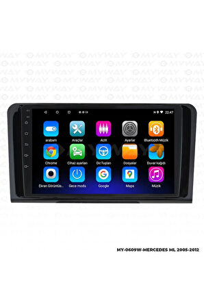 MERCEDES ML ANDROİD 12 MULTİMEDYA CARPLAY 2GB RAM+32GB HDD 2005-2012 NAVİGASYON EKRAN