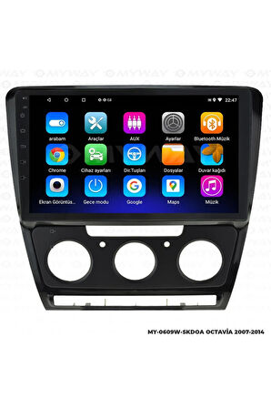 SKODA OCTAVİA ANDROİD 12 MULTİMEDYA CARPLAY 2GB RAM+32GB HDD 2007-2014 NAVİGASYON EKRAN
