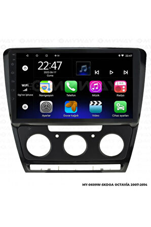 SKODA OCTAVİA ANDROİD 12 MULTİMEDYA CARPLAY 2GB RAM+32GB HDD 2007-2014 NAVİGASYON EKRAN