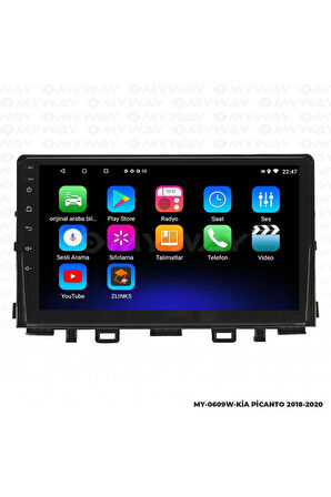 KİA PİCANTO ANDROİD 12 MULTİMEDYA CARPLAY 2GB RAM+32GB HDD 2018-2020 NAVİGASYON EKRAN