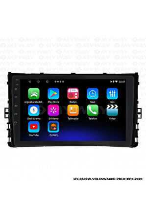 VOLKSWAGEN POLO ANDROİD 12 MULTİMEDYA CARPLAY 2GB RAM+32GB HDD 2018-2020 NAVİGASYON EKRAN