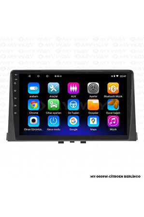 PEUGEOT RİFTER ANDROİD 12 MULTİMEDYA CARPLAY 2GB RAM+32GB HDD NAVİGASYON EKRAN