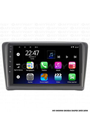 SKODA RAPİD ANDROİD 12 MULTİMEDYA CARPLAY 2GB RAM+32GB HDD NAVİGASYON EKRAN