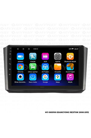 SSANGYONG REXTON ANDROİD 12 MULTİMEDYA CARPLAY 2GB RAM+32GB HDD 2006-2012 NAVİGASYON EKRAN