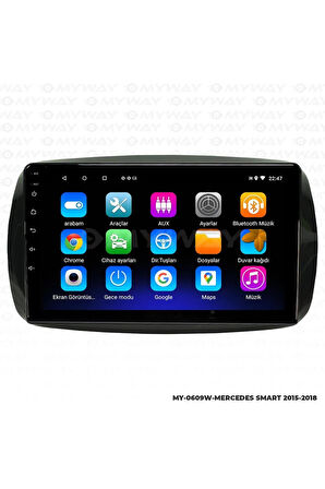 MERCEDES SMART ANDROİD 12 MULTİMEDYA CARPLAY 2GB RAM+32GB HDD 2015-2018 NAVİGASYON EKRAN