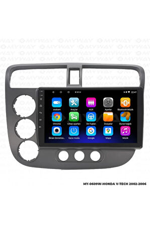 HONDA V-TECH 2 ANDROİD 12 MULTİMEDYA CARPLAY 2GB RAM+32GB HDD NAVİGASYON EKRAN