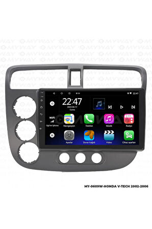 HONDA V-TECH 2 ANDROİD 12 MULTİMEDYA CARPLAY 2GB RAM+32GB HDD NAVİGASYON EKRAN