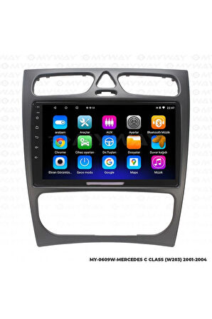 MERCEDES C CLASS W203 ANDROİD 12 MULTİMEDYA CARPLAY 2GB RAM+32GB HDD 2001-2004 NAVİGASYON EKRAN