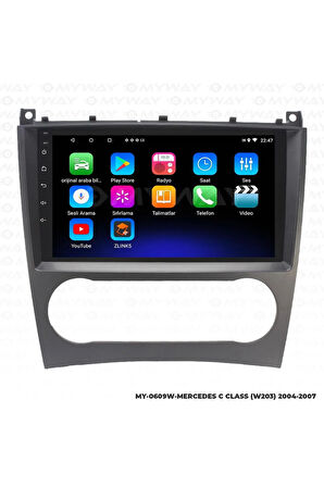 MERCEDES C CLASS W203 ANDROİD 12 MULTİMEDYA CARPLAY 2GB RAM+32GB HDD 2004-2007 NAVİGASYON EKRAN