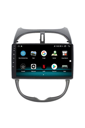PEUGEOT 206 ANDROİD 13 MULTİMEDYA CARPLAY 4GB RAM+64GB HDD 2002-2010 NAVİGASYON EKRAN