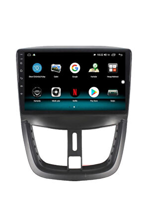 PEUGEOT 207 ANDROİD 13 MULTİMEDYA CARPLAY 4GB RAM+64GB HDD 2006-2010 NAVİGASYON EKRAN