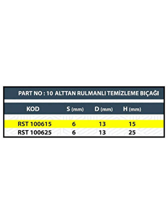 &lt;b&gt;H:15 ALTTAN RULMANLI TEMİZLEME BIÇAĞI&lt;/b&gt;