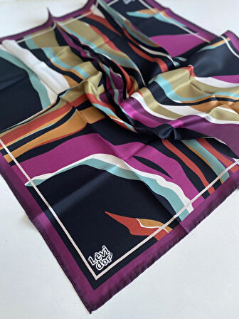 Levidor Tivil Saf İpek Eşarp 49429 Mor Karışık Desen