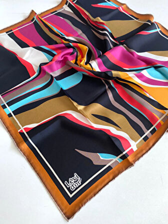 Levidor Tivil Saf İpek Eşarp 49428 Turuncu Karışık Desen