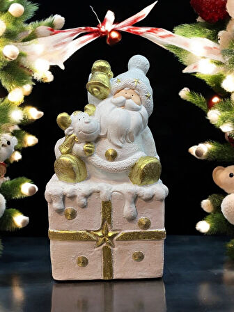 Hediye Kutulu Noel Baba Beyaz