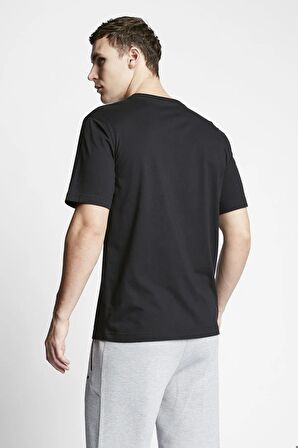 Erkek Siyah Rahat Kalıp Bisiklet Yaka Spor Tshirt Vo23bteb001202633