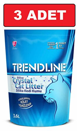 Trendline kristal kedi kumu 3.6 lt  3 adet silika kedi kumu crystal