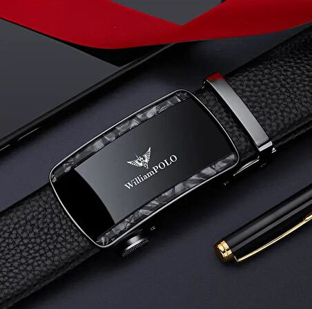 Williampolo Lina Hakiki Deri Metal Tokalı Siyah Erkek Kemer 