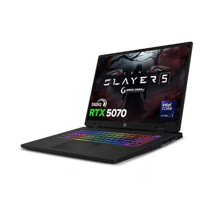 Game Garaj Slayer5 7-5070 C6 ULTRA 7-255HX 32GB Ram 1TB SSD RTX5070 8GB 115W 16" 2K QHD+ 240Hz IPS Freedos Gaming Laptop