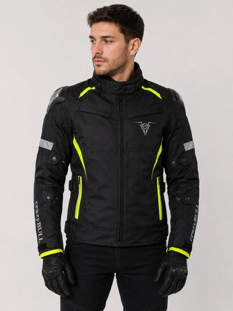 CrazyBull Matador Neon Sarı Erkek 4 Mevsim 3 Katmanlı Korumalı Reflektörlü Motosiklet Montu