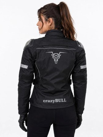 CrazyBull Carmen Siyah Kadın 4 Mevsim 3 Katmanlı Korumalı Reflektörlü Motosiklet Montu