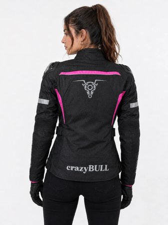 CrazyBull Carmen Pembe Kadın 4 Mevsim 3 Katmanlı Korumalı Reflektörlü Motosiklet Montu