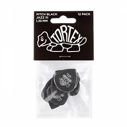 Jim Dunlop 482P1.35 Jazz III 12li Pena Seti (1,35mm) Tortex Pitch Black 