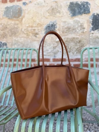 %100 Hakiki Deri Shopping Bag L Çanta – Süet İç Detaylı, El Yapımı, Kahverengi