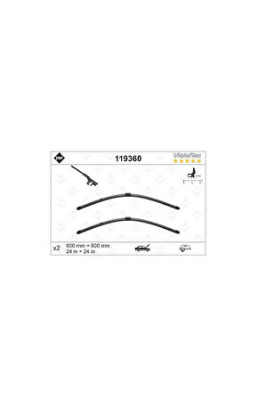 SWF SİLECEK SÜPÜRGESİ 600/600MM MUZ TİP TRANSPORTER T5 MULTİVAN T5 VM315 VALEO 119360