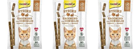 Gimcat Sticks Hindi ve Tavşan Etli Ödül Çubukları 5 Gr X 12 Adet (3 Adet 4 Lü Sticks)