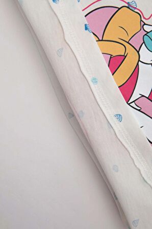 DeFacto Kız Bebek Pijama Takım Daisy Duck Penye Kısa Kollu Üst Beli Lastikli Şort Alt C5070A524HSER105